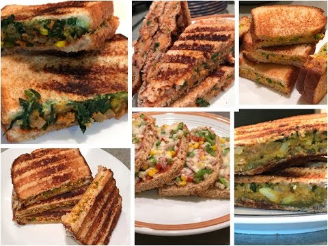 6 Best Veg SANDWICH RECIPES | 6 healthy SANDWICH RECIPES for kids | Indian Breakfast/Lunch box Ideas Video