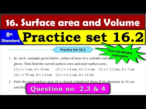 Practice Set 16.2 | Class 8 | Chapter 16. Surface area and Volume | Maths | All Question Answers