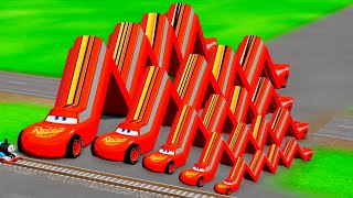 Big & small Long Articulated Lightning McQueen vs Thomas Train vs Giant pit vs Speed Bumps vs BeamNG