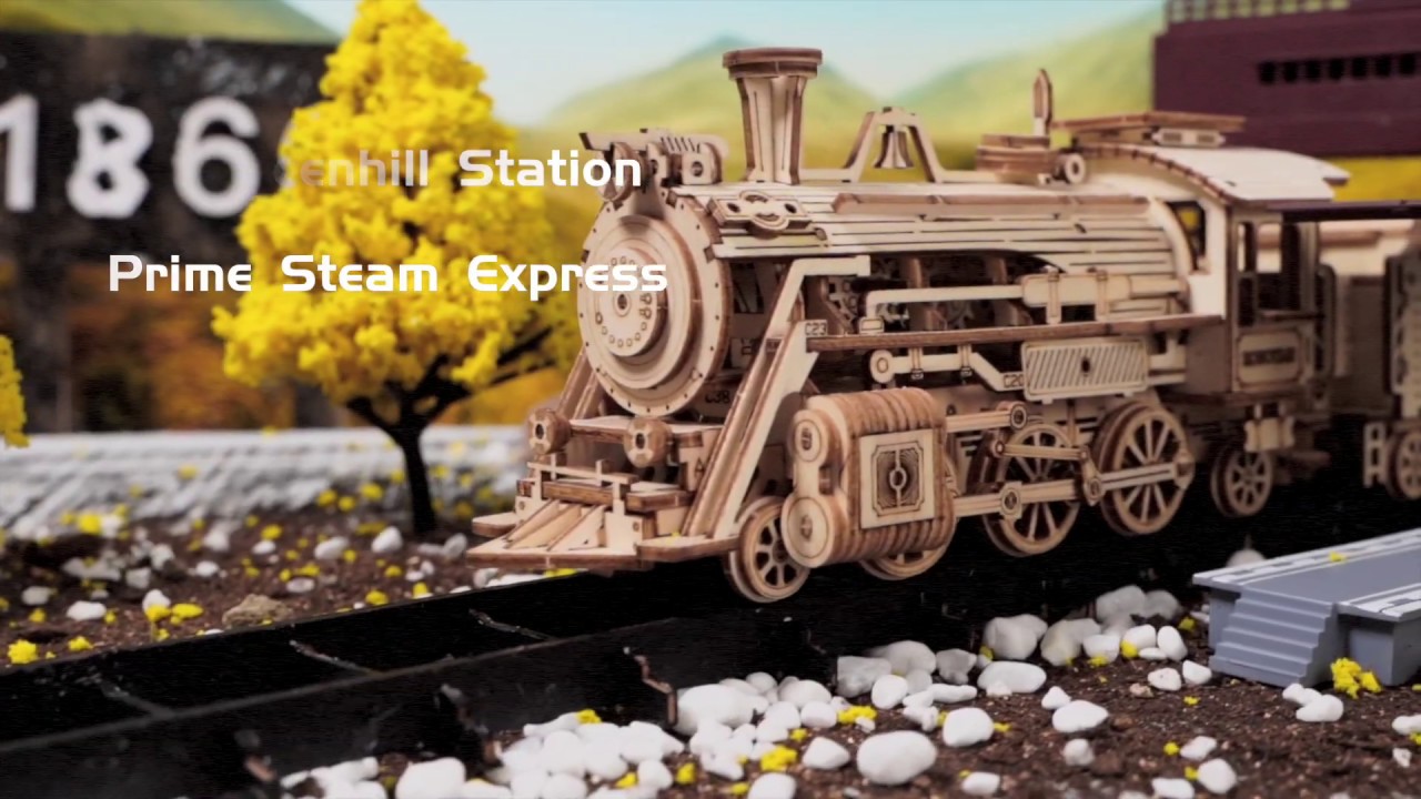 RoboTime dřevěné 3D puzzle Parní lokomotiva