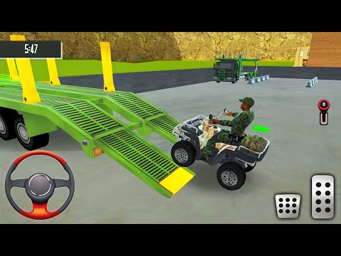 Transporting Army Quad Bike in Long Trailer Truck - Airplane Car Transporter 2021 - Android Gameplay
