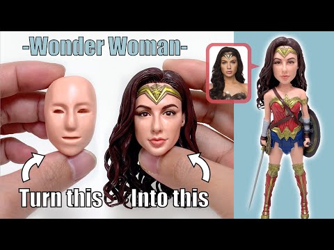 polymer clay sculpture of wonder woman by clay artisan jay