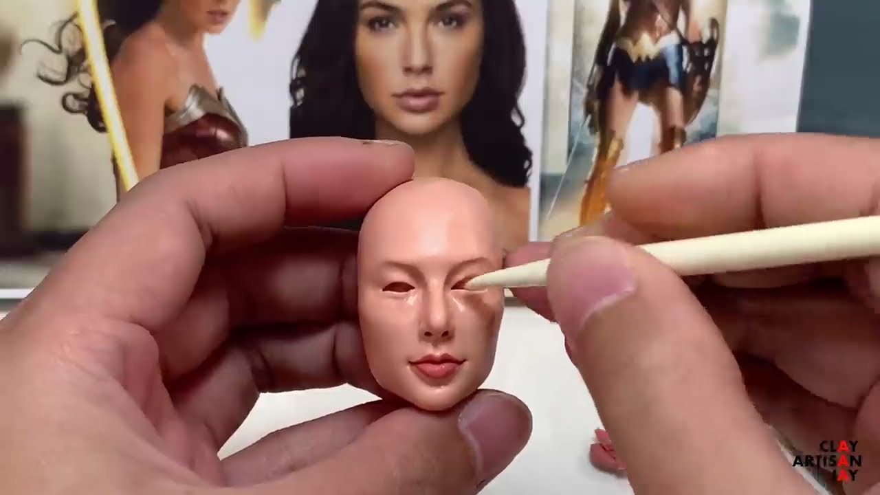 polymer clay sculpture of wonder woman by clay artisan jay