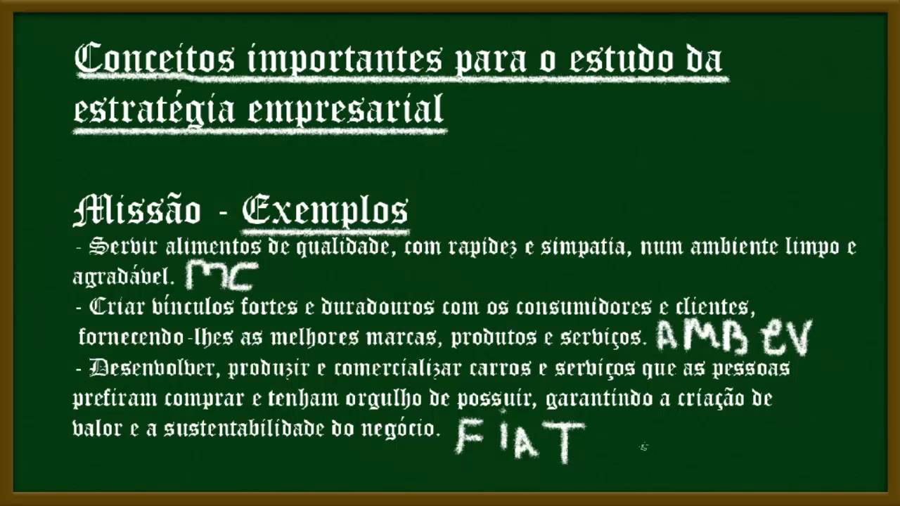 Estratégia empresarial. Conceitos de Missão, visão, valores, Objetivos e metas