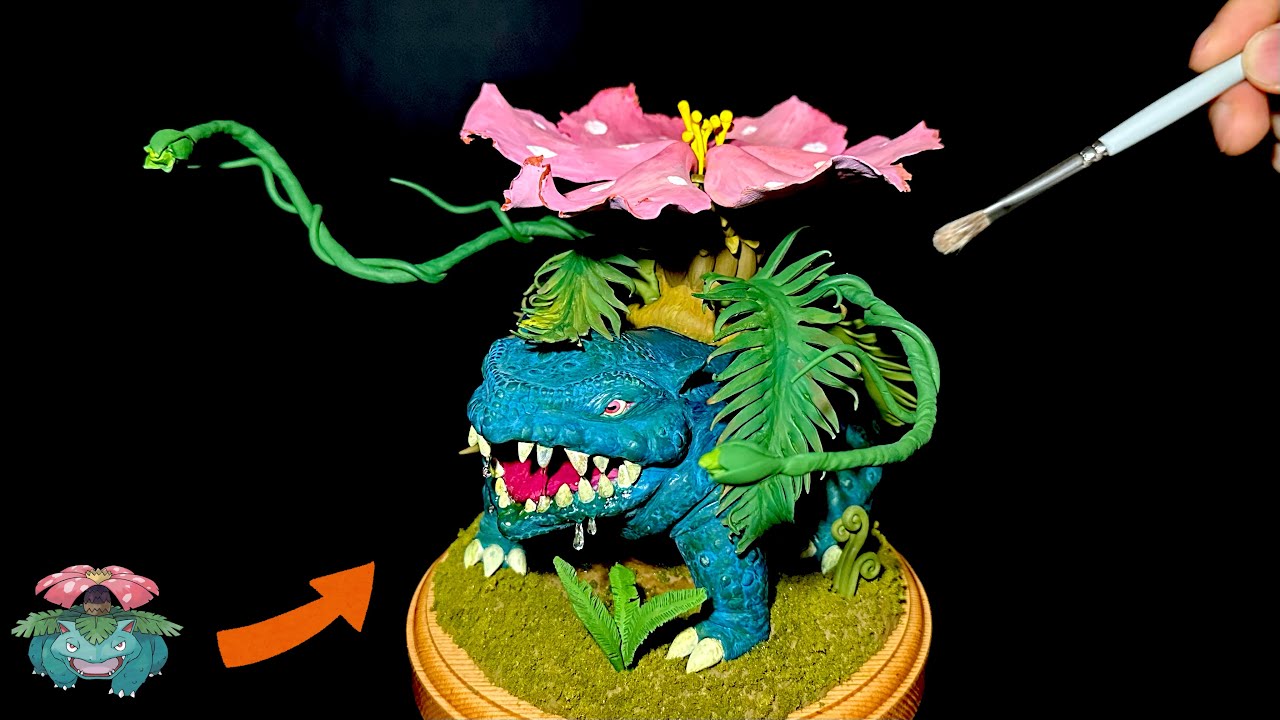 I made a Venusaur out of clay/粘土でフシギバナ作ってみました。