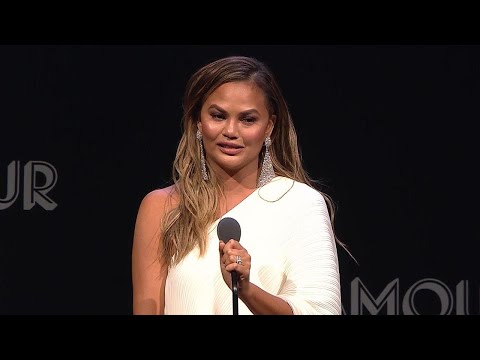 Watch Chrissy Teigen Choke Up During Emotional Speech Praising John Legend