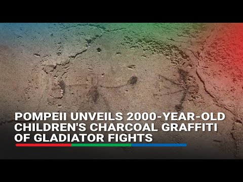 Pompeii unveils 2000-year-old children's charcoal graffiti of gladiator fights