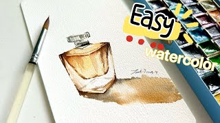 It looks difficult, but it is actually very simple to paint a glass bottle with watercolor