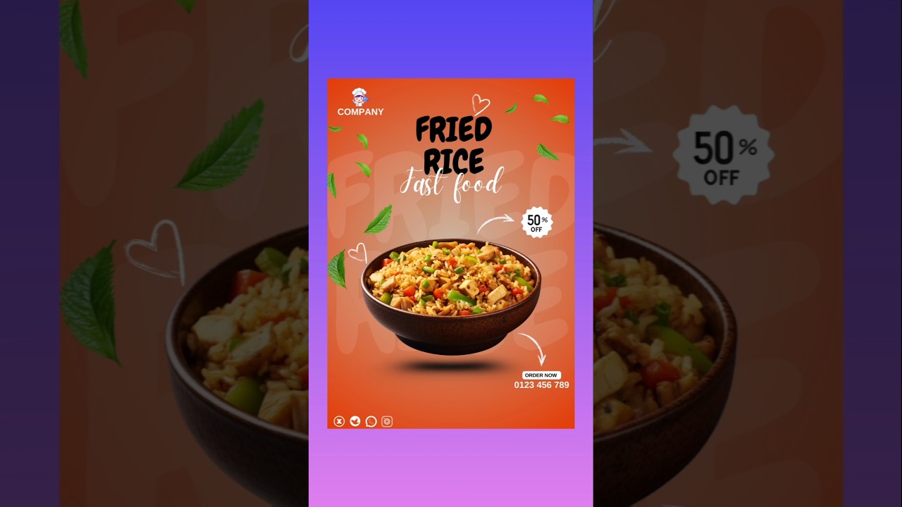 How to Design Fried Rice Poster design in Canva with easy steps | @shailevisuals