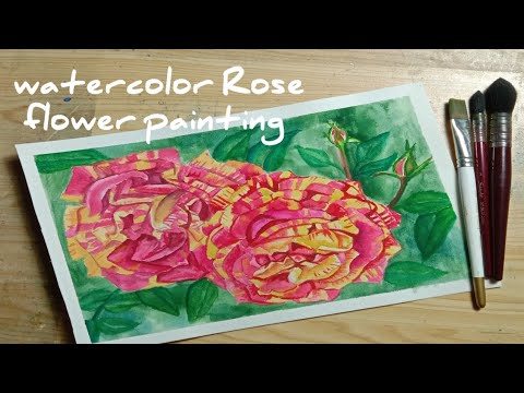how to paint Rose flower painting with watercolor tutorial | Afshan Art & painting |