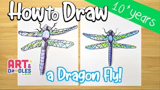 How to draw a DRAGONFLY | Art and doodles for kids