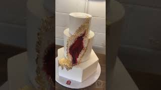 Ruby Red geode cake with edible gold