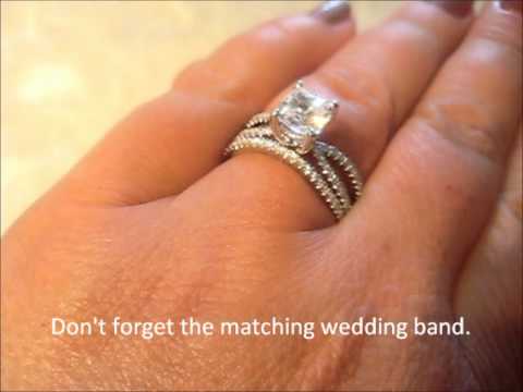 KI-117111 18k split shank square diamond engagement ring, shown still with a yellow sapphire