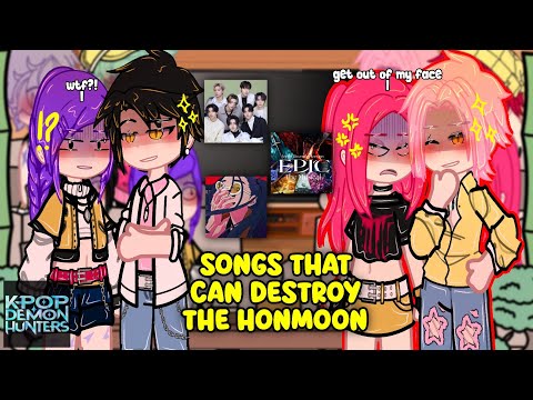 (🇺🇲) Kpop Demon Hunters React To Songs That Can Destroy The Honmoon! | Ft. Saja Boys |2x Speed|GACHA
