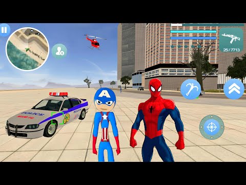 Süper Kahraman Çöp Adam - Captain Stickman Rope Hero Update Newyork City #13 - Android Gameplay
