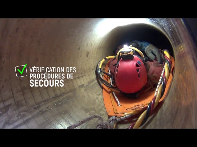 Vidéo Inspection confinée sous assistance respiratoire et relevés topographiques dans une galerie instable id:9OCiLqOJnhk