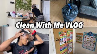 CLEAN W/ ME VLOG | Clean Toddler Room & Office Space | GRWM For Passport Pictures