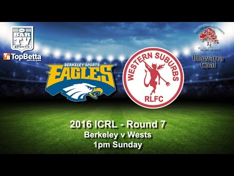 2016 ICRL Round 7 Delayed Broadcast - Berkeley Eagles v Western Suburbs Devils