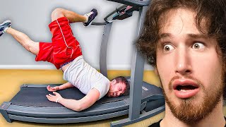 He Didn't Know the Treadmill Was On...