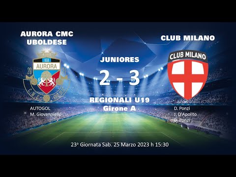 23-03-25 JUNIORES A:  AURORA CMC UBOLDESE - CLUB MILANO: 2-3