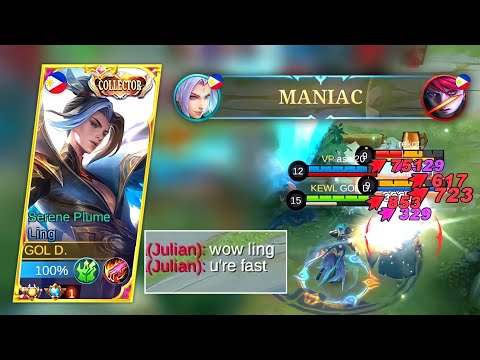 MANIAC!! Ling VS Julian (New Hero) | Build Top 1 Global Ling | MLBB