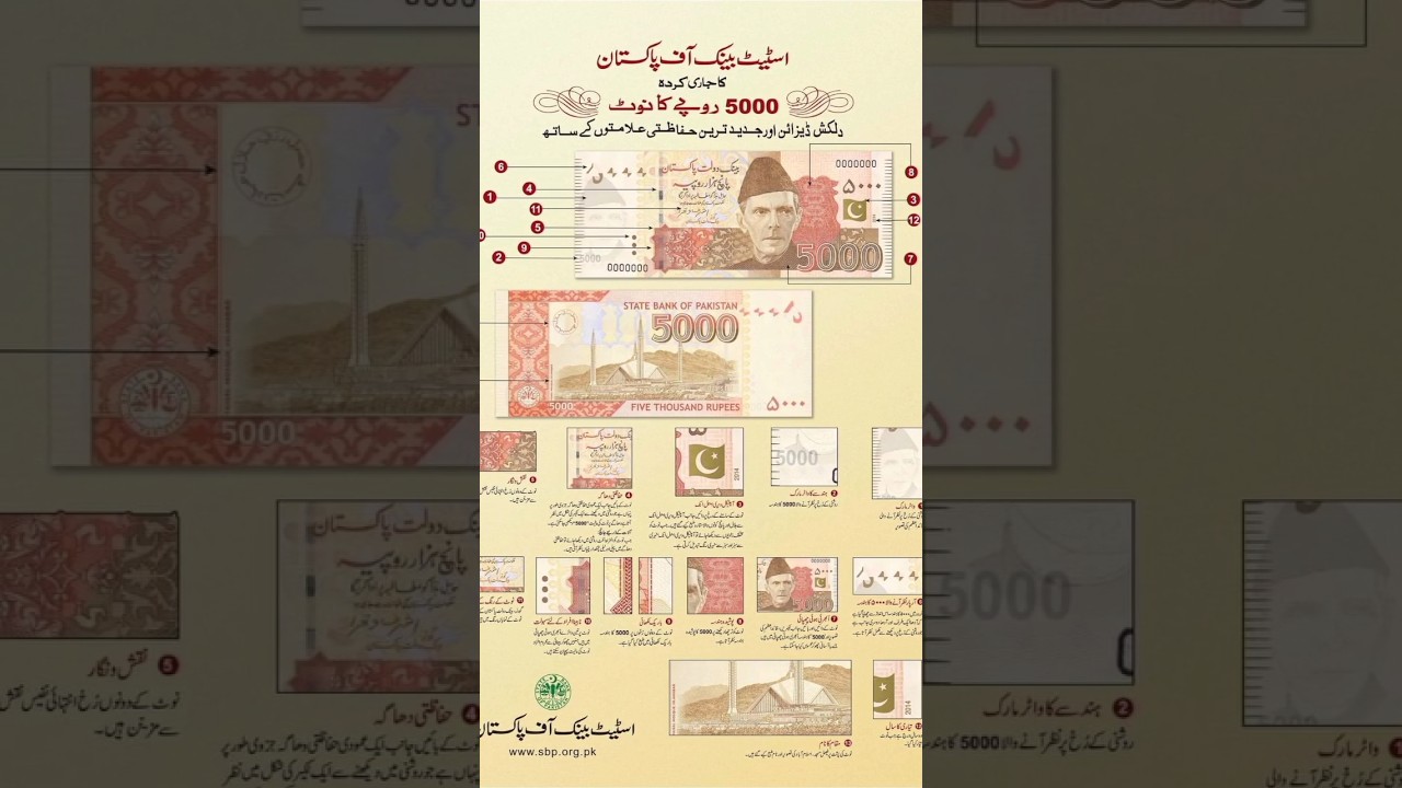 Rs 5k note ki nishanian|5 hazar ka note #viralshorts2024 #funnyshorts #notes #sbp #banks #newnotes