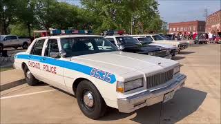 Lineup of Classic Police cars at the Dwight, Illinois car show