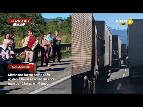 Vídeo: Motoristas fazem bailão após acidente travar a Fernão Dias por mais de 12 horas em Cambuí.