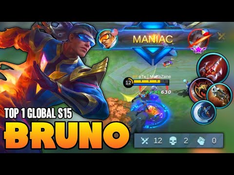 MANIAC! Bruno Best Build 2021 | Top 1 Global Bruno Gameplay | Mobile Legends✓