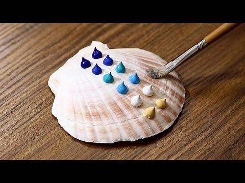 Summer Special-1🐚 How To Draw Sea On A Clam #973｜Easy Painting Idea｜Oddly Satisfying