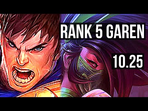 GAREN vs AKALI (TOP) | Rank 5 Garen, 6 solo kills, 900+ games, Legendary | EUW Grandmaster | v10.25
