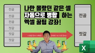 엑셀에서 같은 글자의 여러 행을 한방에 자동병합 하기