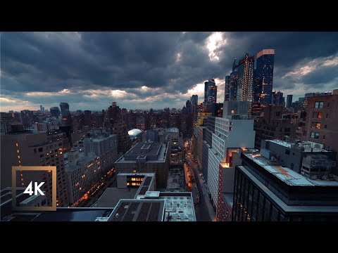 New York City Ambience, Penthouse View | City Sounds for Sleep | Some Rain and Thunder | 10 Hours