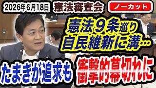 憲法９条巡りまたしても自民と維新に深い溝が 玉木雄一郎が追求するも審議会は衝撃的幕切れに！　【国民民主党】