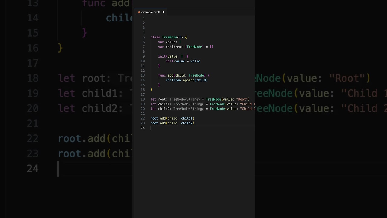 Implementing Tree Data Structure in Swift #swiftcode #programming