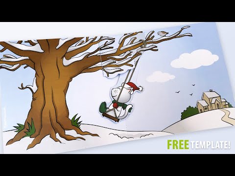 Cat Swing Christmas/Winter Pop-up card (FREE template link)