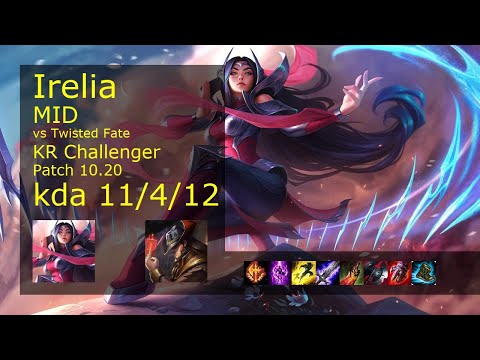 Irelia vs Twisted Fate Mid - KR Challenger 11/4/12 Patch 10.20 Gameplay // [롤] 이렐리아 vs 트위스티드 페이트 미드