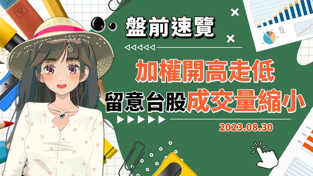 2023.08.30 星期三-加權開低走高,留意台股成交量縮小!