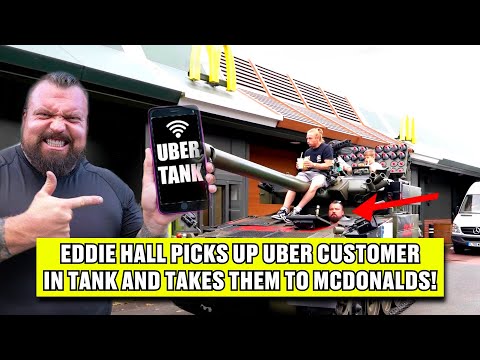 Eddie Hall Picks Up Family In Tank and Takes Them To Mcdonald's #uber