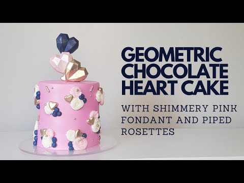 Trendy Geometric Chocolate Heart Cake | Shimmery Fondant | Cake Decorating Tutorial