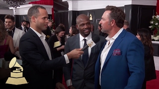 Harold Owens and Kevin Millar of MLB Network | Red Carpet | 59th GRAMMYs
