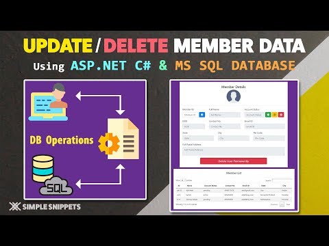 Update Delete Member Data as Admin User in MS SQL Database using ASP NET with C Programming