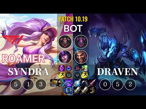 T1 Roamer Syndra vs Draven Bot - KR Patch 10.19