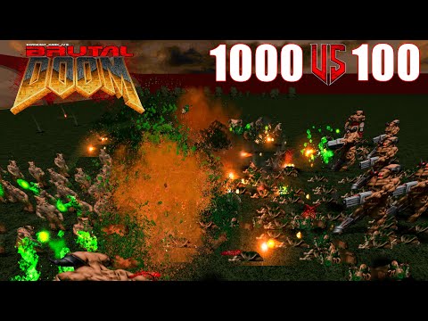 100 Cyberdemon vs 1000 Hell Knights - Brutal Doom : Monster Infighting - Retro Boss Battles