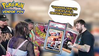 SHOPPER TRIES TO ROB KIDS GROCERY MONEY?! 😳 | POKÉMON POKECON | POKÉMON VENDOR POV