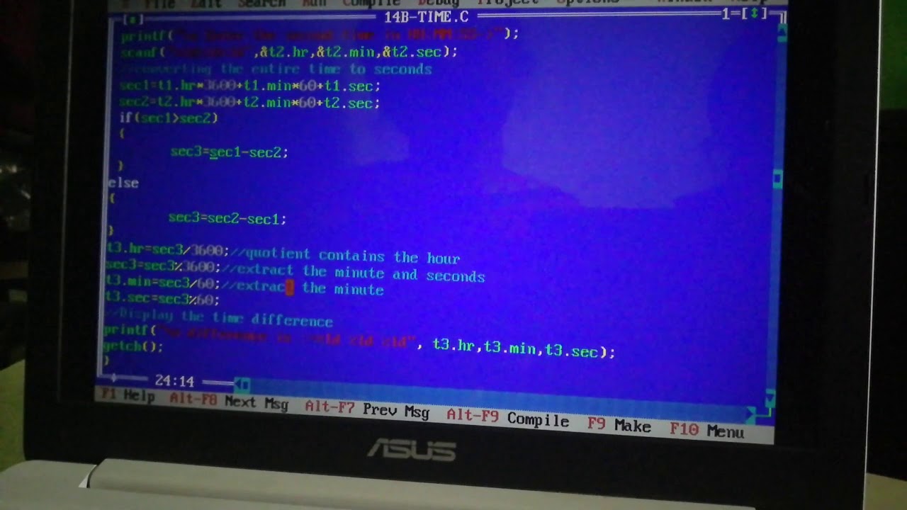 Dr Clara Kanmani -Time difference C program