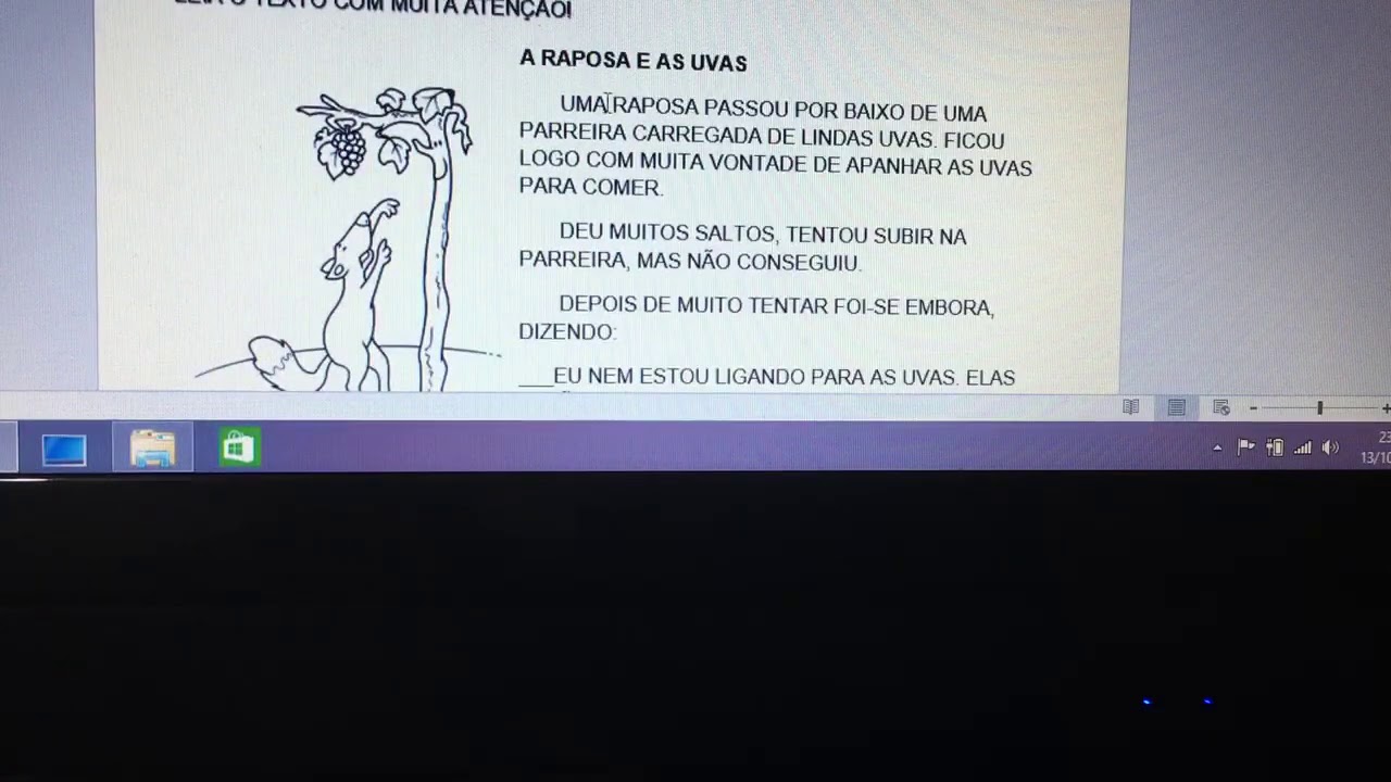 Atividade de Português ( Fábula : A raposa e as uvas)