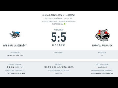 OBIVA33 - Elődöntő - Warriors Jászberény - Hargitai Farkasok