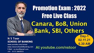 Promn Exam Canara SBI BoB Union Bank with  N S Toor 02.11.21 - 6.30 AM