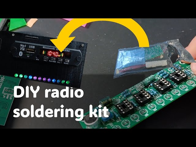 Vídeo relacionado con DONGKER Kit de construcción de altavoces electrónicos DIY con radio FM, amplificador de sonido estéreo con luz indicadora LED, kit de radio DIY con mando a distancia